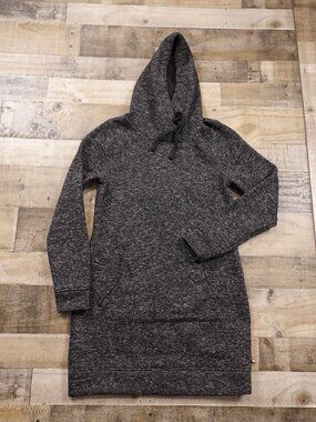 Fabletics Yukon Sweater Dress Women’s Large Black Gray Hooded Pullover Lounge